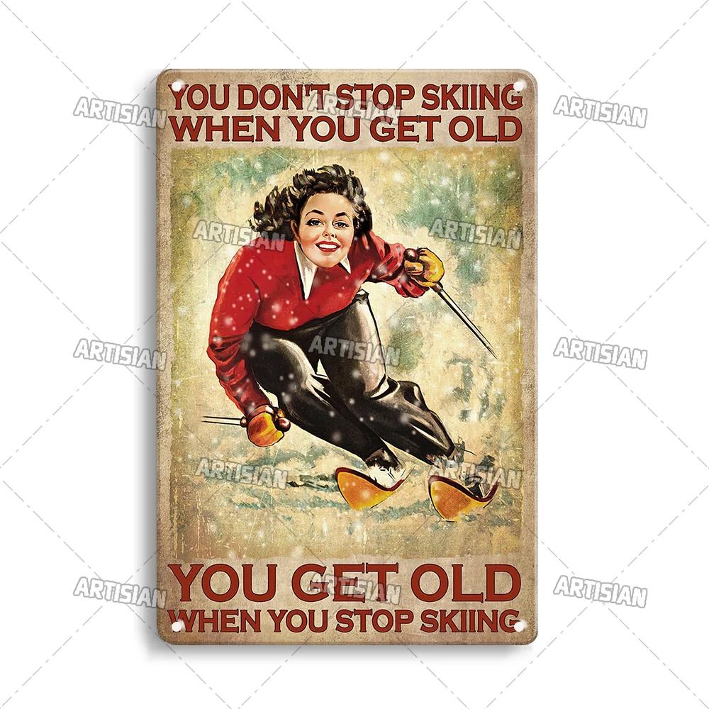 

ARTISIAN Classic Skiing Metal Poster Vintage Sport Metal Tin Sign Wall Plate Man Cave Home Club Metal Plaque Industrial Decor 20x30cm