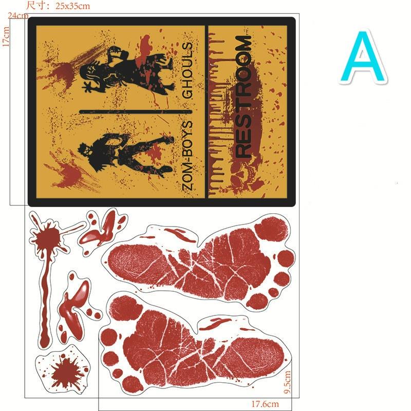 Halloween Decorations Blood Prints Wall Stickers Blood Footprints Ghost Axe Props Easter Stickers Window Stickers