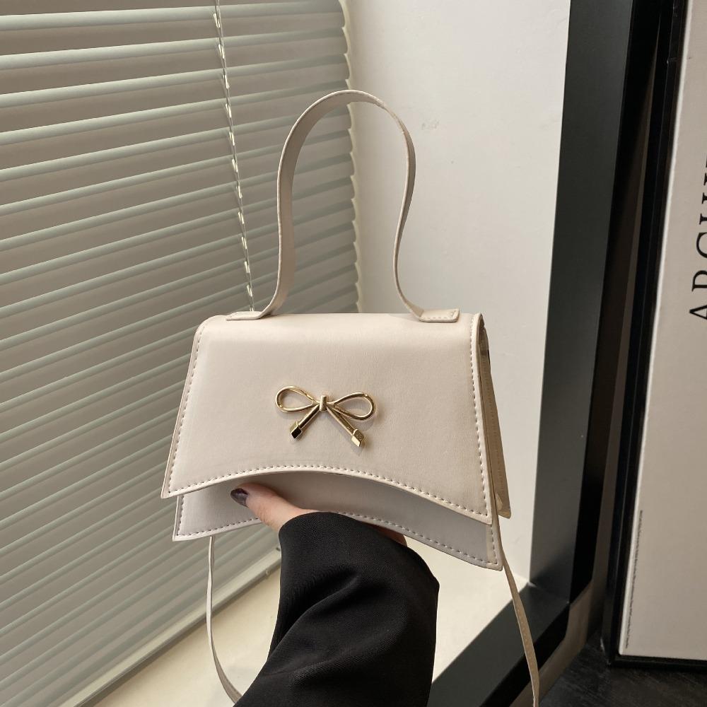 PU Leather Y2k Bow Shoulder Bags Solid Color Women Handbag Fashionable Bowknot Armpit Bag  Lady