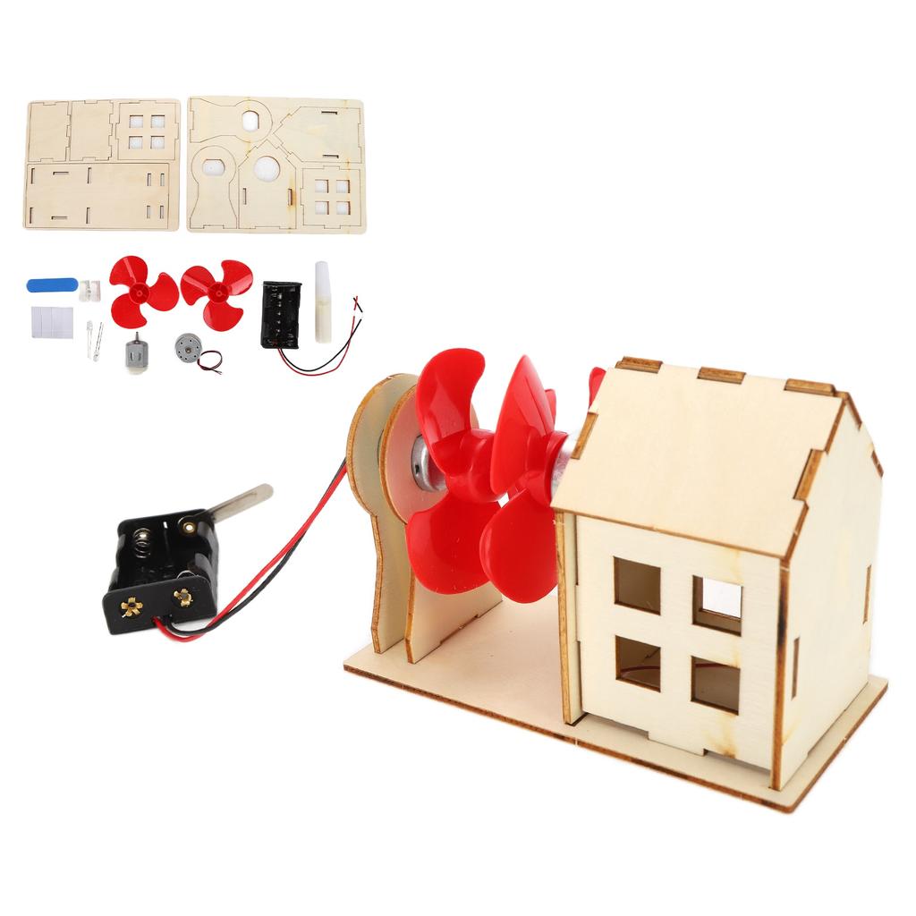 Mini Wind Power Station Toy DIY Wooden Physical Science Experimental Equipment for Children