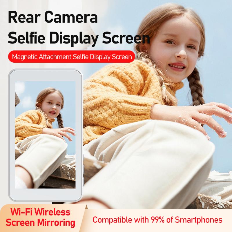 Wireless Magnetic Selfie Monitor 4.02" IPS HD Screen Real-Time Rear Camera Viewfinder for TikTok Vlogging Selfies Live Streaming