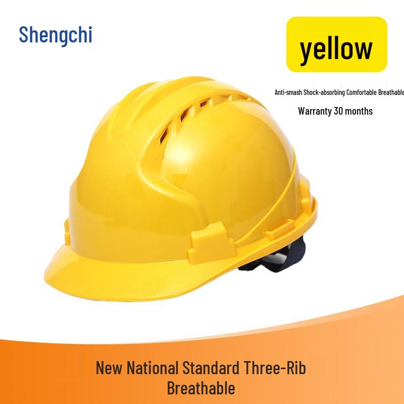 Shengchi Men s Anti-Smash Breathable Safety Helmet, Transparent Three-Ribbed, ABS Thickened for Construction Workers