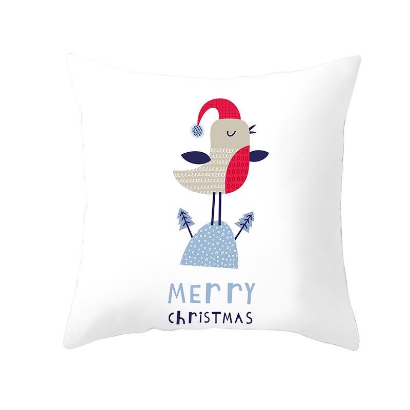 Christmas Peach Skin Pillow Cover Nordic Sofa Cushion Cover Cartoon Print Pillow Cover