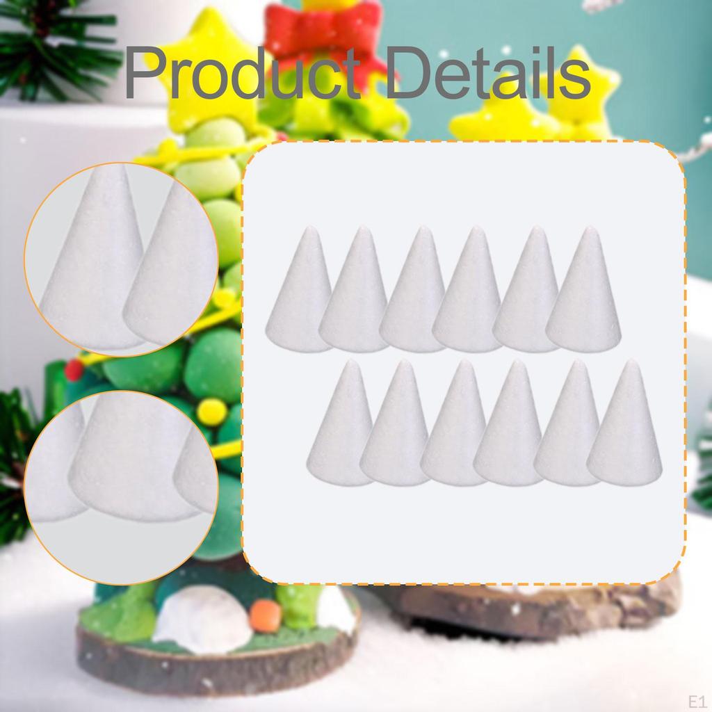 12 Pieces Craft Foam Cones Accessories Decors White Supplies for Activities DIY Art Projects Wedding