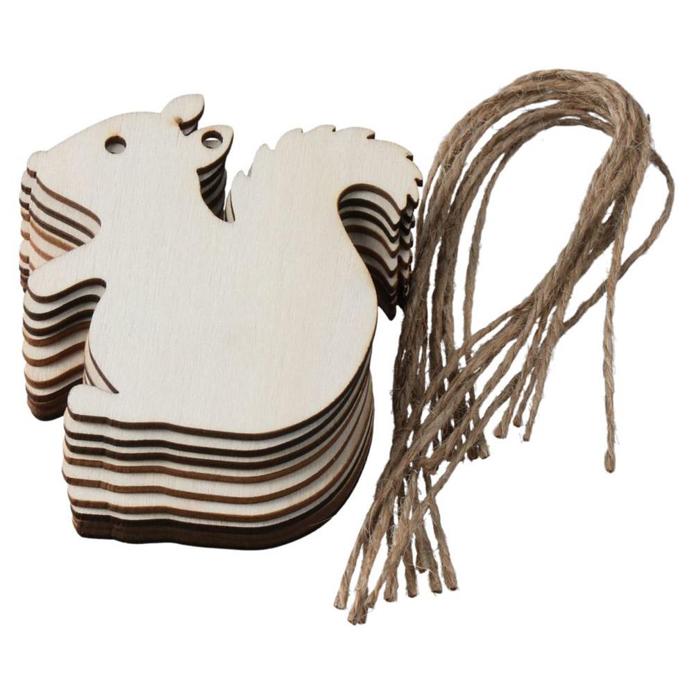 20pcs Squirrel Shaped Wooden Squirrel Shaped Cutouts Wooden Color 7.5*7.5*0.3cm Wood Squirrel Shaped Ornaments Boxwood Wood