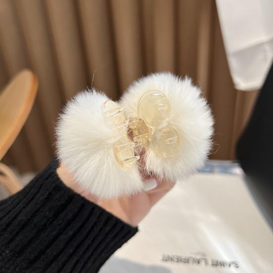 Hair Claw Strong Claws Fadeless Fall-resistant Non-shedding Non-slip Fluffy Fur Balls Fall Winter Plush Hair Clip Hair Accessory