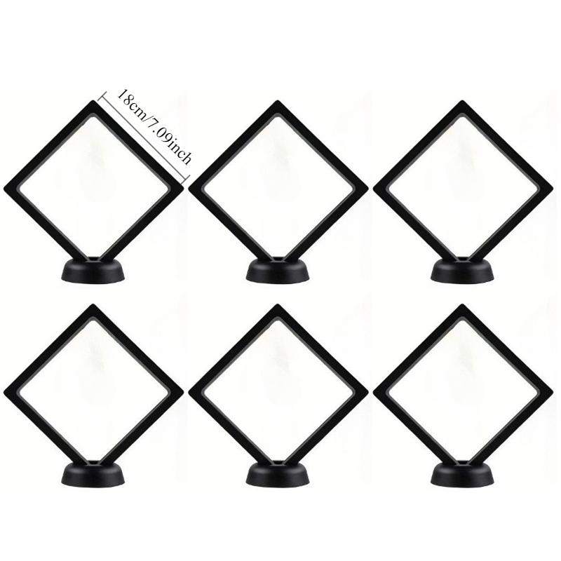 

6set Crystal-Clear Jewelry Display Cases Black Frame Resistant To Dust Oxidation Storing Necklace Ring Lipstick Magnetic Closure 18x18x2CM