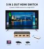 VENTION HDMI Switcher, 5 Inputs, 1 Output [PS5/PS4/PS3/Nintendo Switch Compatible] 4K@30Hz HDMI Selector, HDCP1.4, HDR Compatible, Remote Control Incl