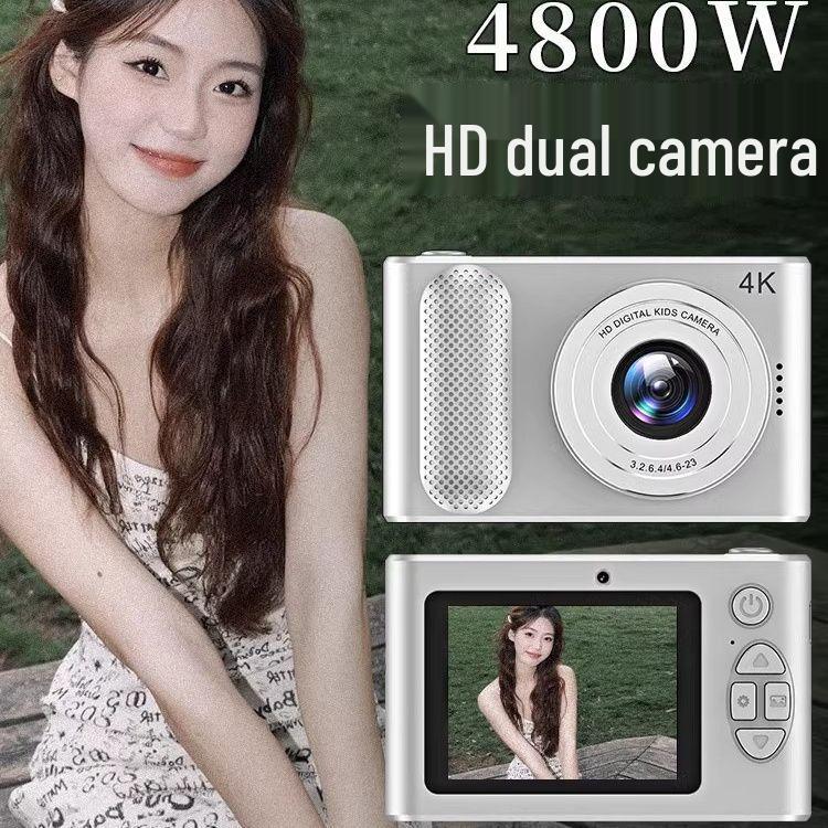 High-Definition Dual-Lens Portable Digital Camera – Ideal for Vlogging, Selfies, and Retro Campus Photography.