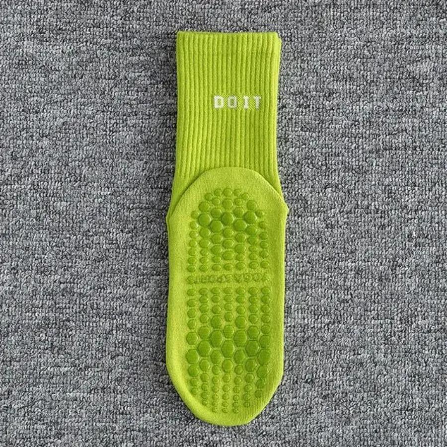 

Cotton Breathable Mid-calf Yoga Socks Solid Color Striped Anti-slip Sports Socks Pilates Socks Dance Fitness Training Socks 1 pair зелёный