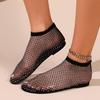 Women's Mesh Flats Boots Fishnet Short Booties Non-Slip Fishnet Sandals Breathable Walking Shoes Causal Dress Shoes Lightweight Summer Beach Shoes