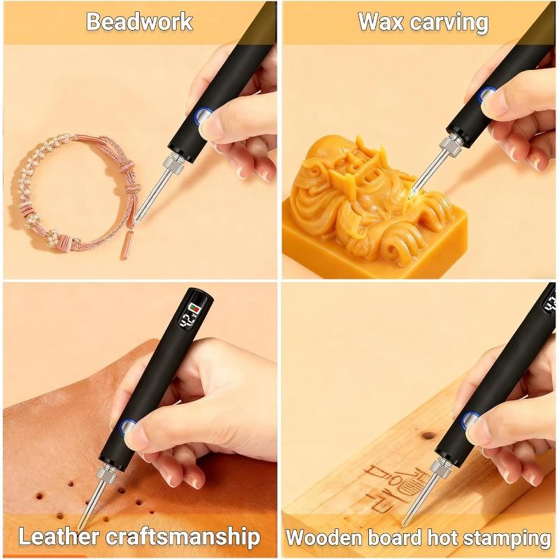 1SET USB portable electric soldering iron, soldering pen, manual braided rope, digital display, three-speed adjustable voltage