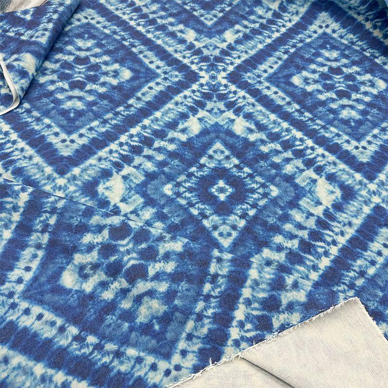 

Синяя геометрическая хлопковая скатерть тай-дай для стола в отеле типа «постель и завтрак» Meridian (Encryption Base) 100*150cm (rough edge)