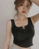 Tank Top Button Ribbed Crop Tops Women Summer Camis U-neck Camisole Fashion Casual Tube Female Sleeveless