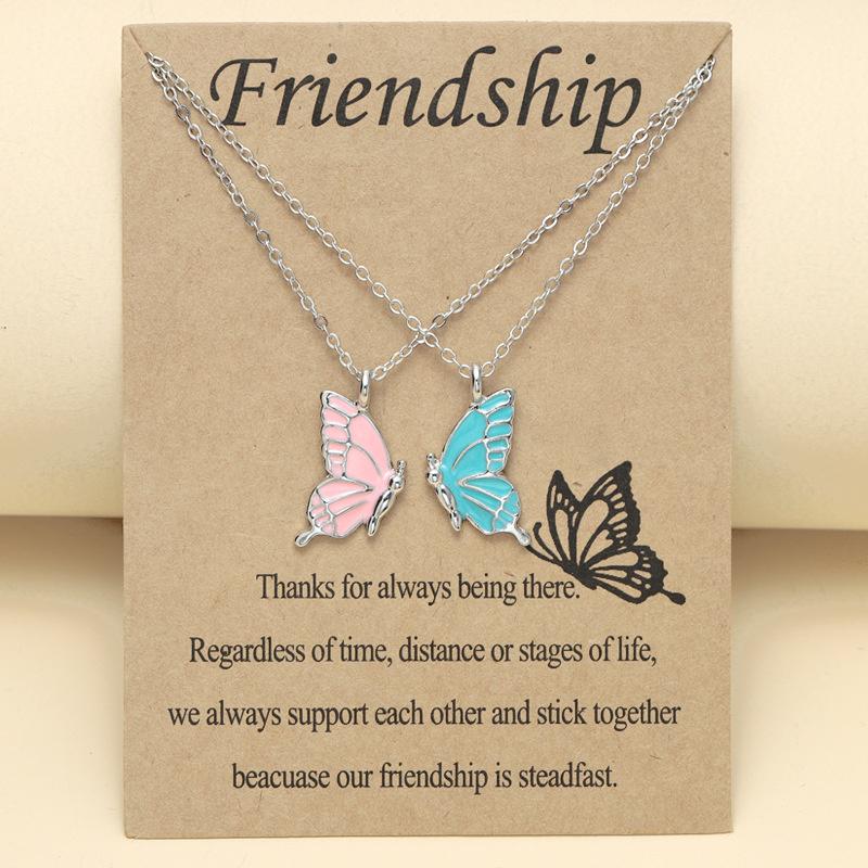 New Colorful Butterfly Collar Chain Friendship Card Good Friend Set Necklace