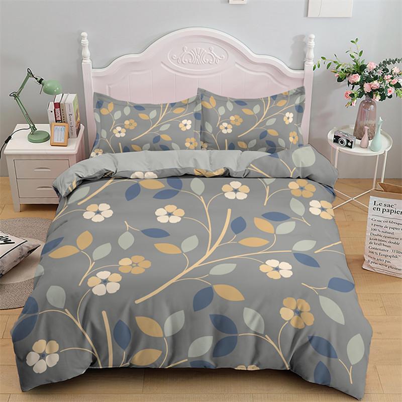 Botanical Leaves Floral Print Duvet Cover Queen King Size Bedding Set Soft Geometric Pattern Quilt Cover With 2 Pillowcases