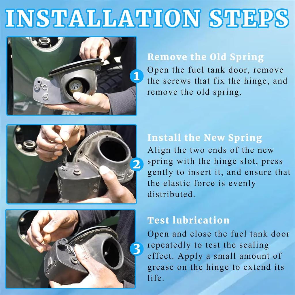 Fuel Door Pocket Spring Fit for 2007- Toyota Tundra 77305-0C050 77305-0C060 Automotive Replacement Fuel System Equipment Stainless Steel Gas Tank