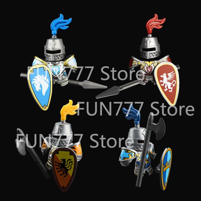 MOC Medieval Lion King Castle Knight Building Blocks Figure Accessories War Horse Cavalry Warrior Crusaders Toy Gift Bricks N029