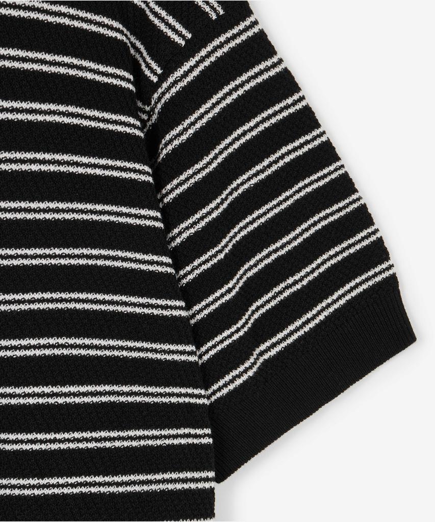 Tienjiti Striped Polo Washable Knit (Black) Tnsw6E202Bk