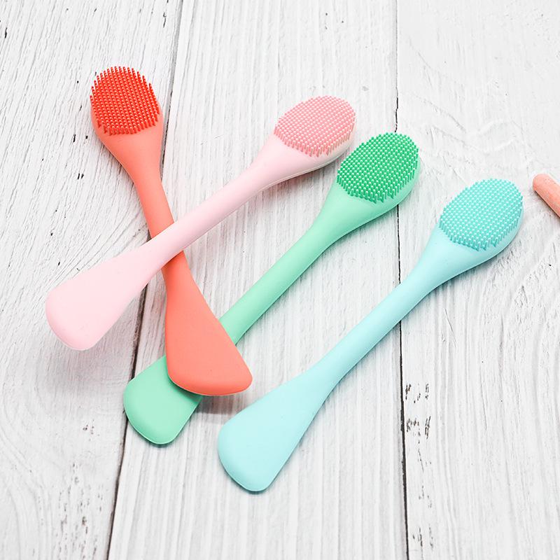 Silicone Dual-Ended Facial Cleansing & Mask Brush with Scraper