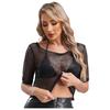 Damen Neon 80er Disco Fischernetz T-Shirt Kurzarm Ausgeschnitten Netz Crop Top