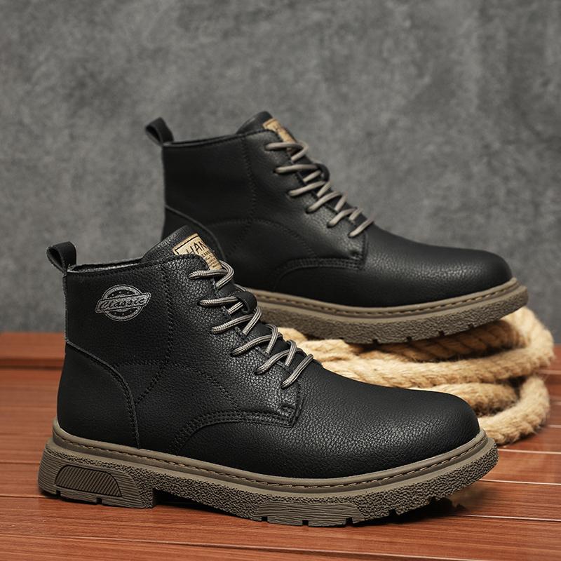 Hot-selling Men Leather Ankle Boots Four Seasons High Top Shoe Outdoor Casual Hiking Boots Retro Motocross Boots Anti-slip Botas