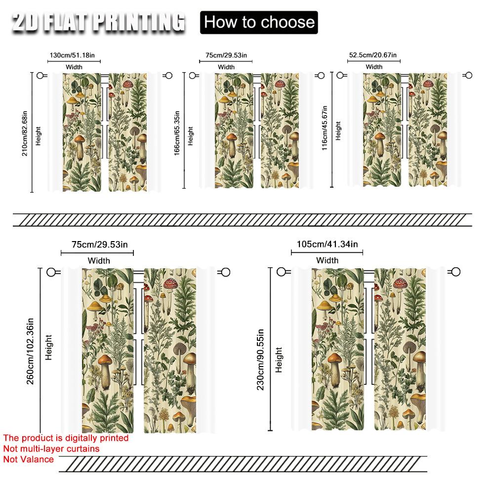 2pc   Window Drapes Botanical Plants Herbs Mushroom BlackoutPolyester Holiday Decorations Applies to Party Decor