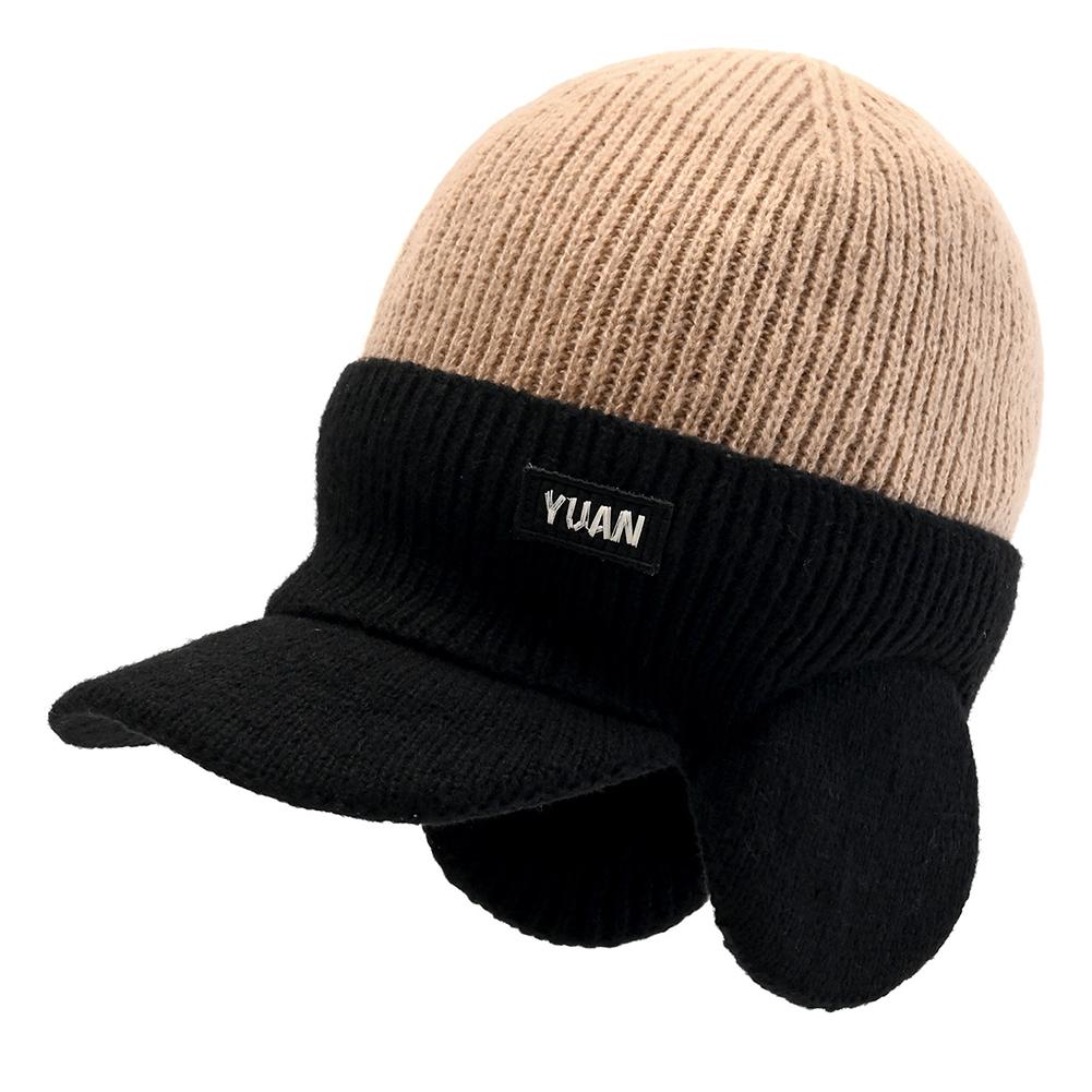Men's Winter Baseball Cap with Ear Flaps, Dad Hat Thermal Ear Protection Knit Baseball Cap for Men Outdoor Sports Walk Running