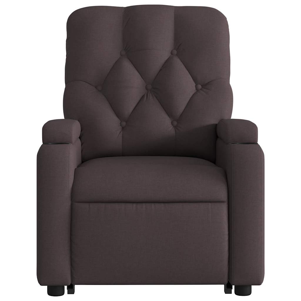 Electric Massage Chair with Lift Assist Dark Brown Fabric