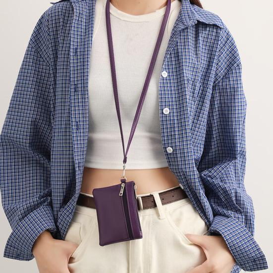Necklace Coin Wallet Neck Hanging Coin Purse with Removable Lanyard Zipper Closure Card Holder for Men And Women Daily Use Travel