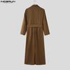 INCERUN Autumn Men Lapel Neck Long Sleeve Belt Waist Jumpsuits Casual Long Rompers