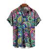 Camicia Originale con Stampa Paisley 3D Estiva Casual Traspirante da Uomo con Bottoni Manica Corta Top Moda da Strada Trendy Camicie Vintage