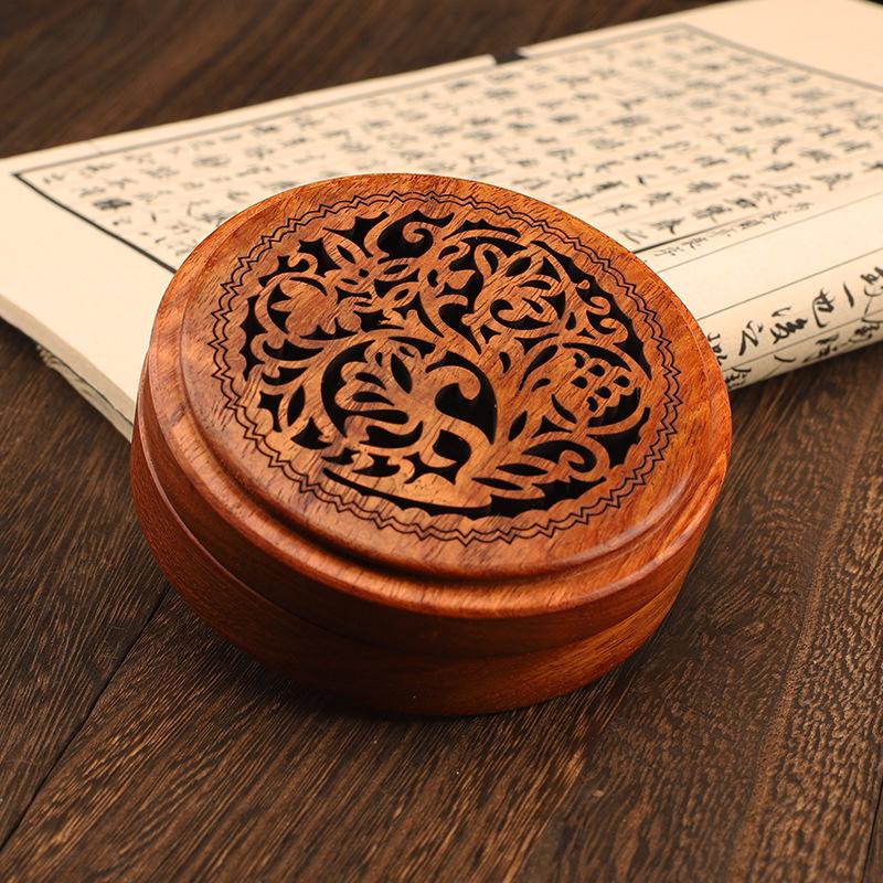 Vietnam Rosewood Incense Burner with Fireproof Cotton – Solid Wood Red, Hollowed Design, Multiple Styles