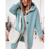 Women's Long Hooded Knitted Cardigan Solid Color Sweater Coat Warm Winter Thickened