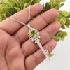 Peridot Gemstone 925 Sterling Silver Precious Necklace, Key Pendant 2.1" , Women Jewelry, August Birthstone Gift, Birthday Gift For Love CZP-17-5