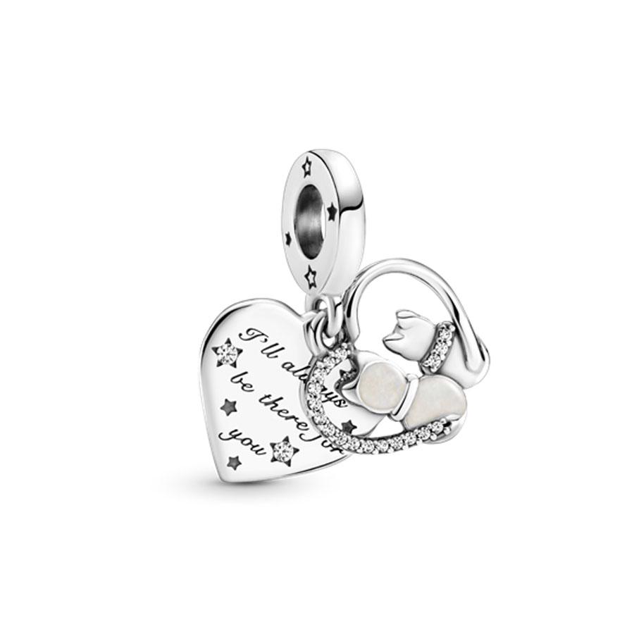 Fine Copper Cute Bead Paw Print & Bone My Pet Dog Cat Charm Gift Fit Original Bracelet Pendant Women Diy Jewelry Accessories