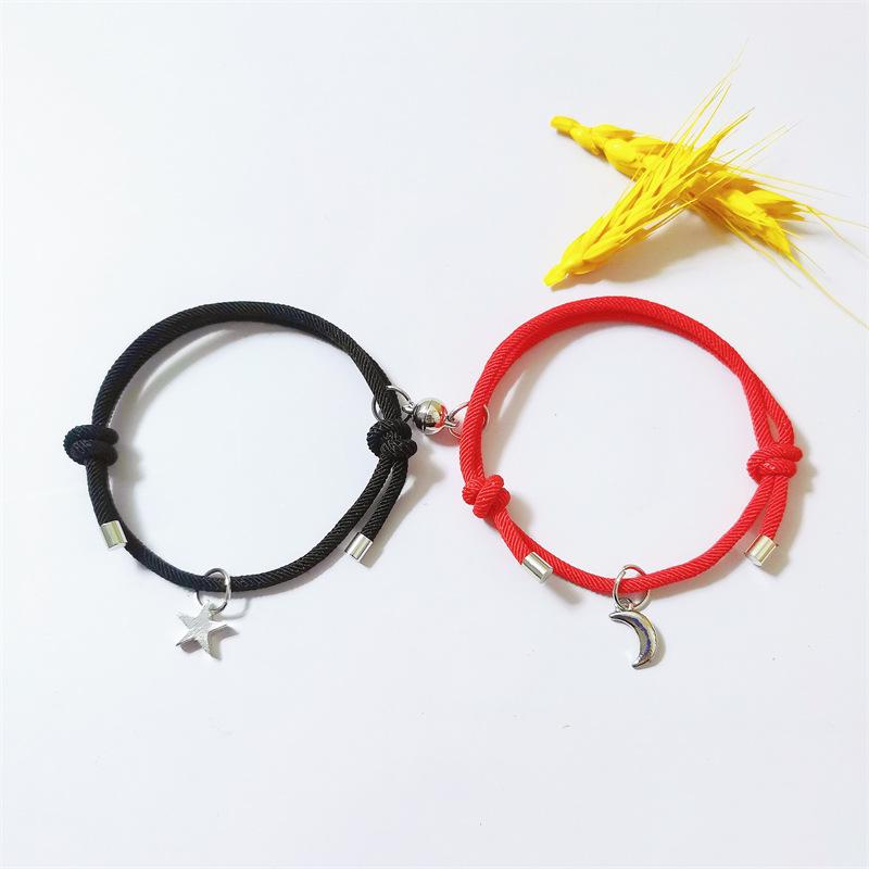 

Fashion Couple Bracele With Star Moon Magnetic Pendan Handmade Rope Chain Bracelet Friendship Minimalist Jewelry Gift Men Women