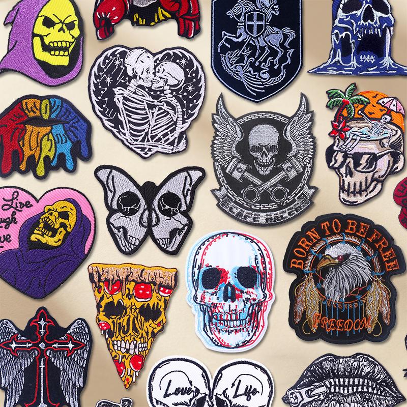 Skull Personality Punk Rock Embroidered DIY Iron On Patch Thermoadhesive Patches for Clothing Jeans Jacket Bag Badge Decoration