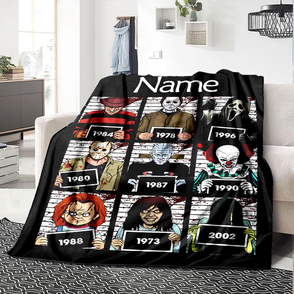 Customiz Name Personality Horror movies Blanket Soft &Warm Sofa Office Bed Travel Lunch Break Blanket, Gift Suitable All Seasons