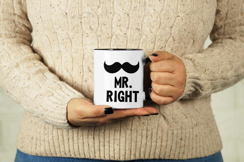 Inkdotpot Mr.Right Funny Novelty 11 Oz Coffee Mugs Great For Groom Engagement Gift Ceramic