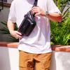 New COACH Cow Leather Crossbody Fanny Pack Tubas Men's Black C1277-QBBK