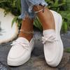 Fashion Solid Color Faux Suede Flat Shoes Women Spring Autumn Plus Size Bowknot Flats Woman Round Toe Non Slip Casual Shoes Female
