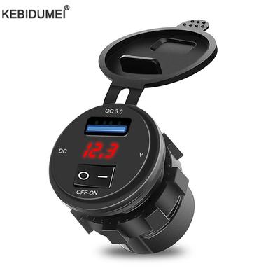 USB 3.0 Autoladegerät mit LED-Licht-Netzteil DC 12 V-24 V USB-Ladebuchse Ein-Aus-Schalter für Motorrad
