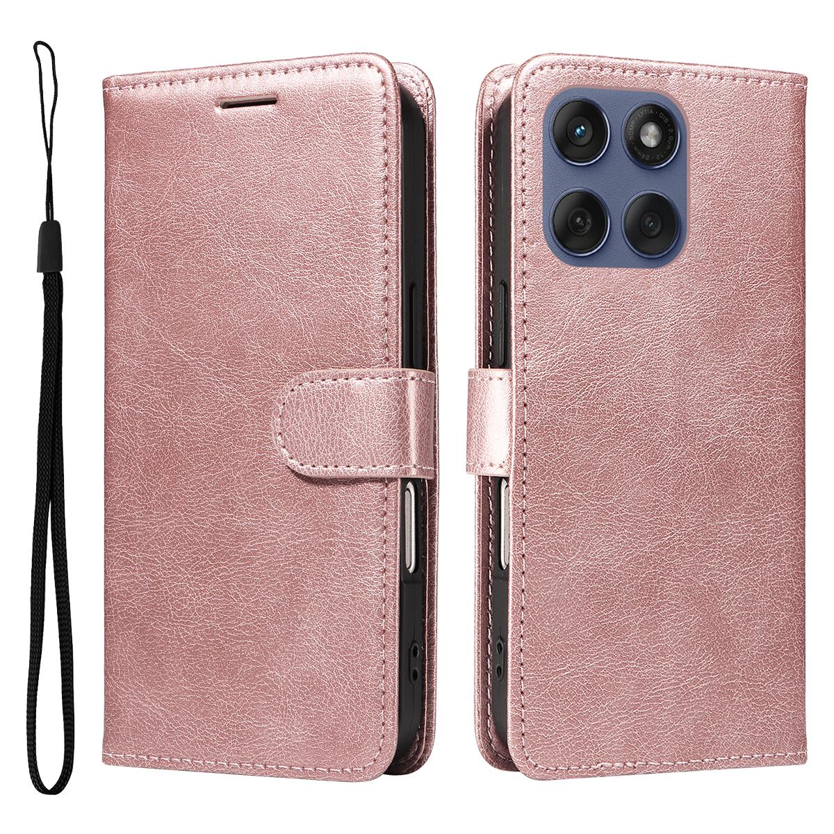 

Для Motorola Edge 60 5G/Motorola Edge 60 Pro 5G/Motorola Edge (2025) 5G/Кожаный чехол-кошелек для Motorola Edge 60 Fusion 5G Rose Gold