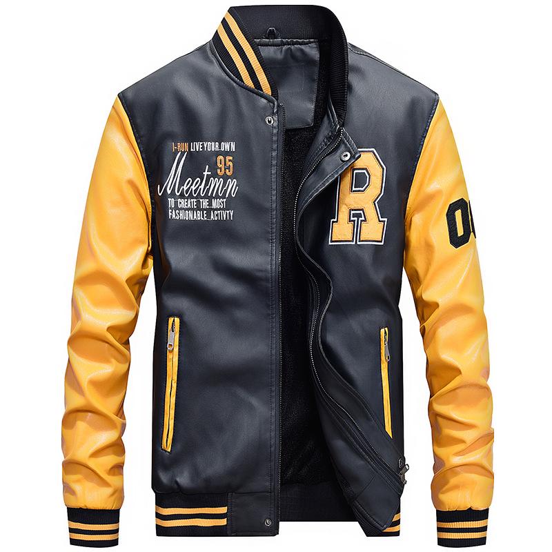 Autumn and Winter Men's Casual Youth Loose Plus Velvet Leather Jacket Men's Coat