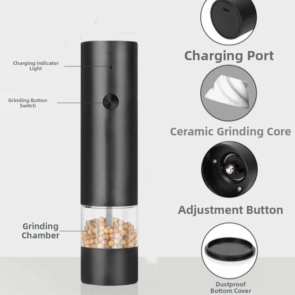 Ceramic Core Electric Salt  Grinder Adjustable Coarseness Spice Mill  Kitchen Tool