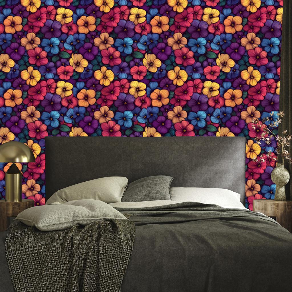 Wallpaper Flowers and Leaves Plum and Pink for Living Room and Bedroom 50x1000