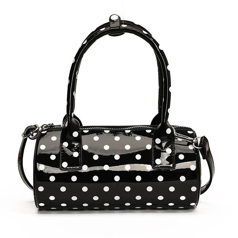 Patent Leather Versatile Polka Dot Summer Casual Boston Handbag Cute French Shoulder Handbag Women's Bag
