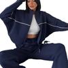 European and American Casual Set with Long Sleeve Cardigan Hoodie and Lace-up Striped Pants