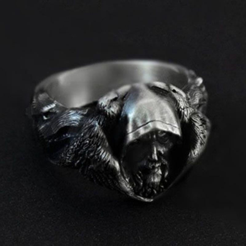 Herr der Ringe Gandalf-Ring für Herren, Hades-Mythologie, Retro-Schmuck im Stil des Arktischen Wolfs